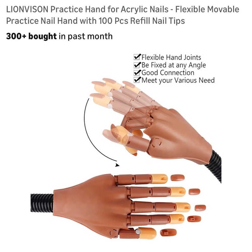 LIONVISON Practice Hand for Acrylic Nails